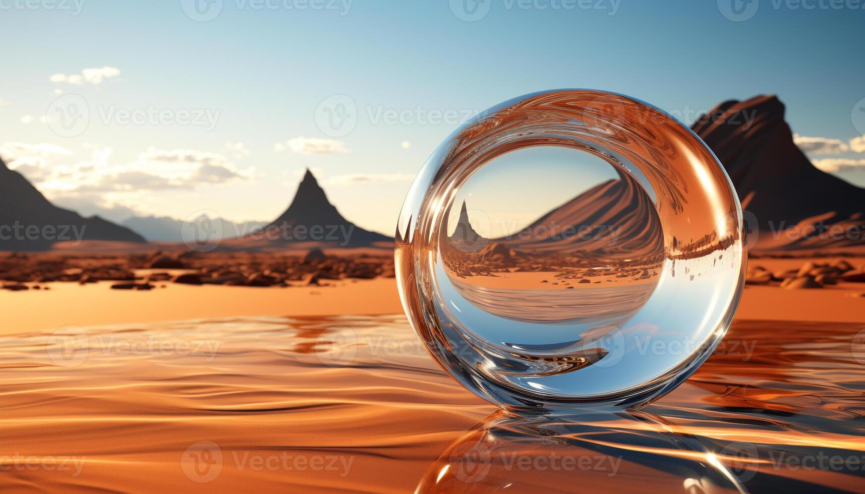 AI generated Majestic mountain reflects in clear blue water generated by AI photo