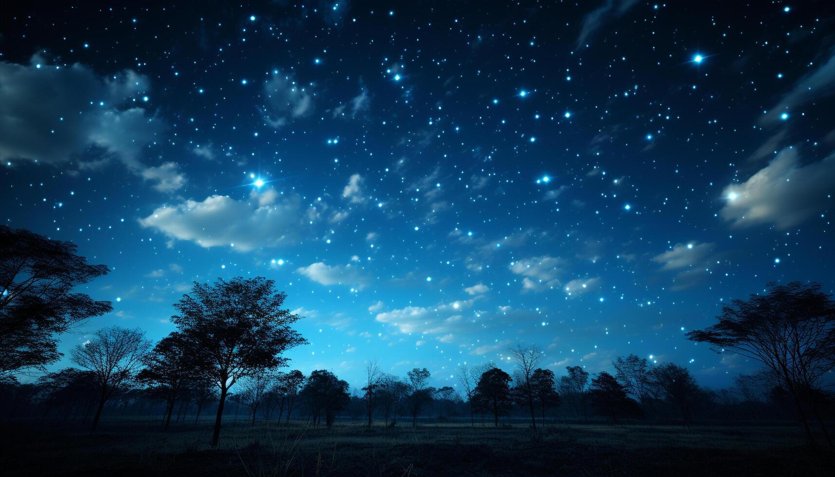 AI generated Glowing star trail illuminates dark milky way generated by AI photo
