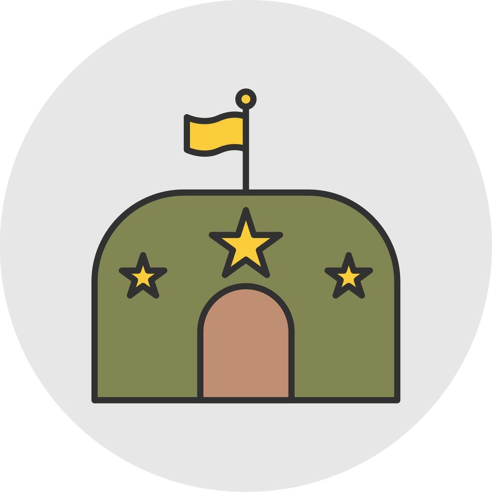 Military Base Line Filled Light Circle Icon vector