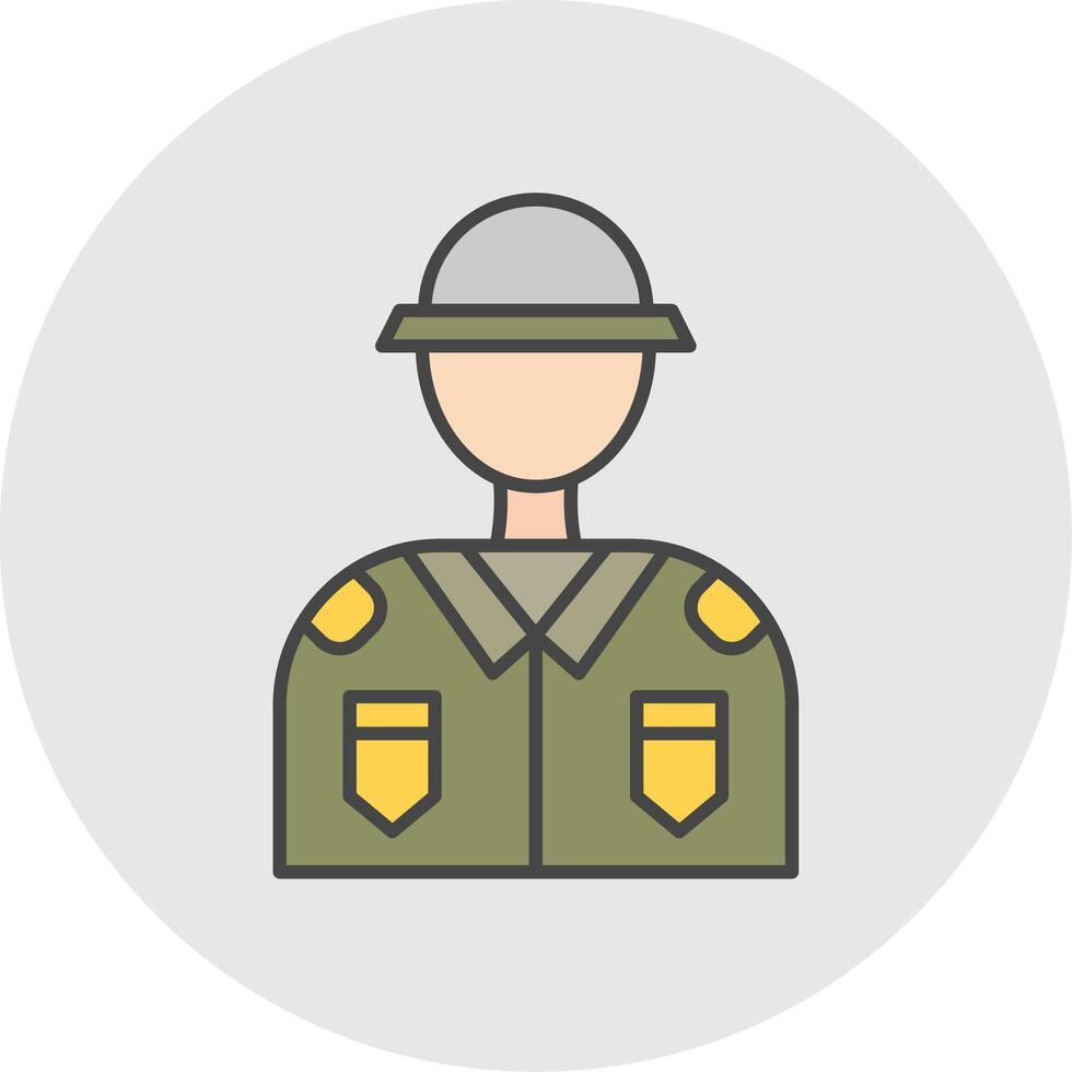 Soldier Line Filled Light Circle Icon vector