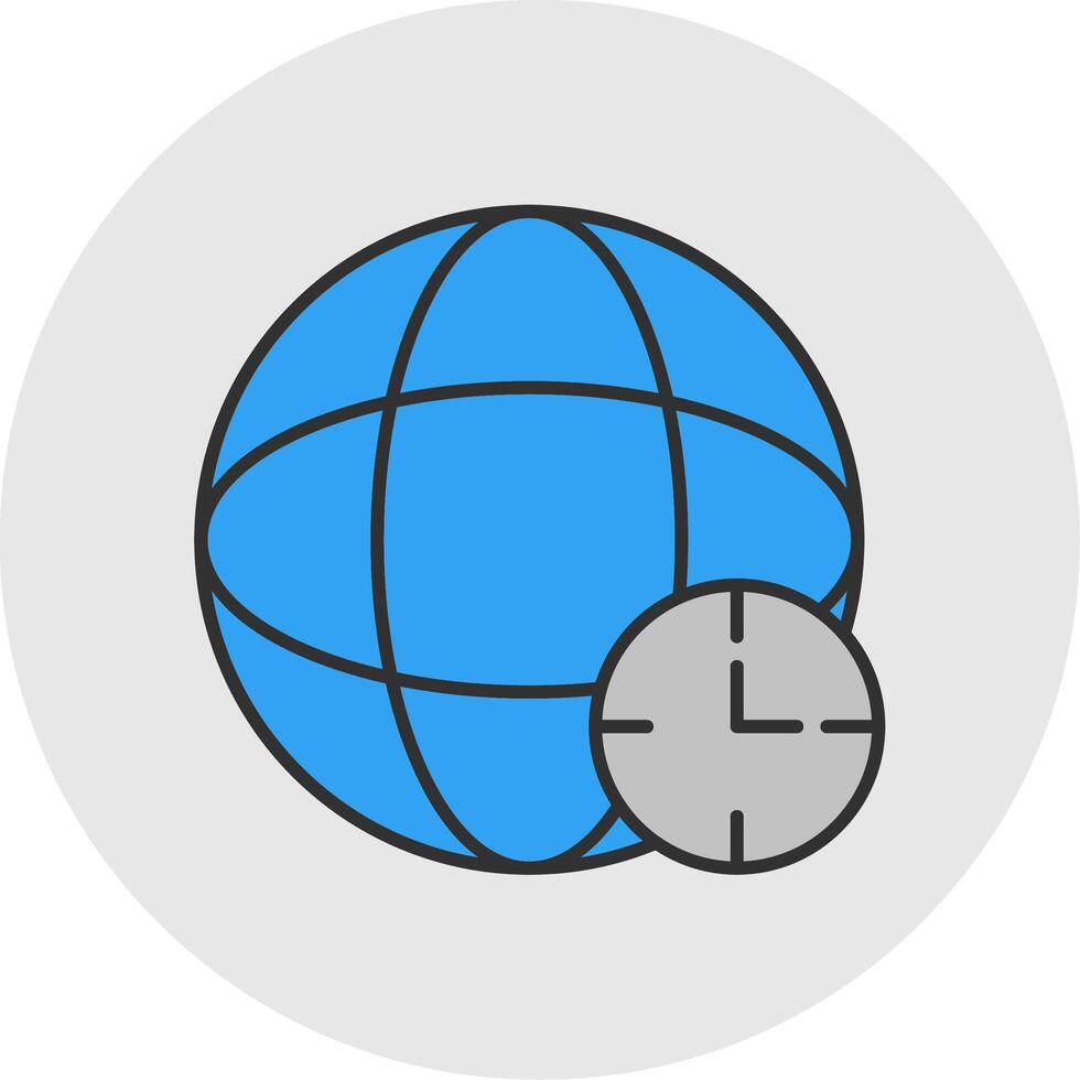 Time Zone Line Filled Light Circle Icon vector