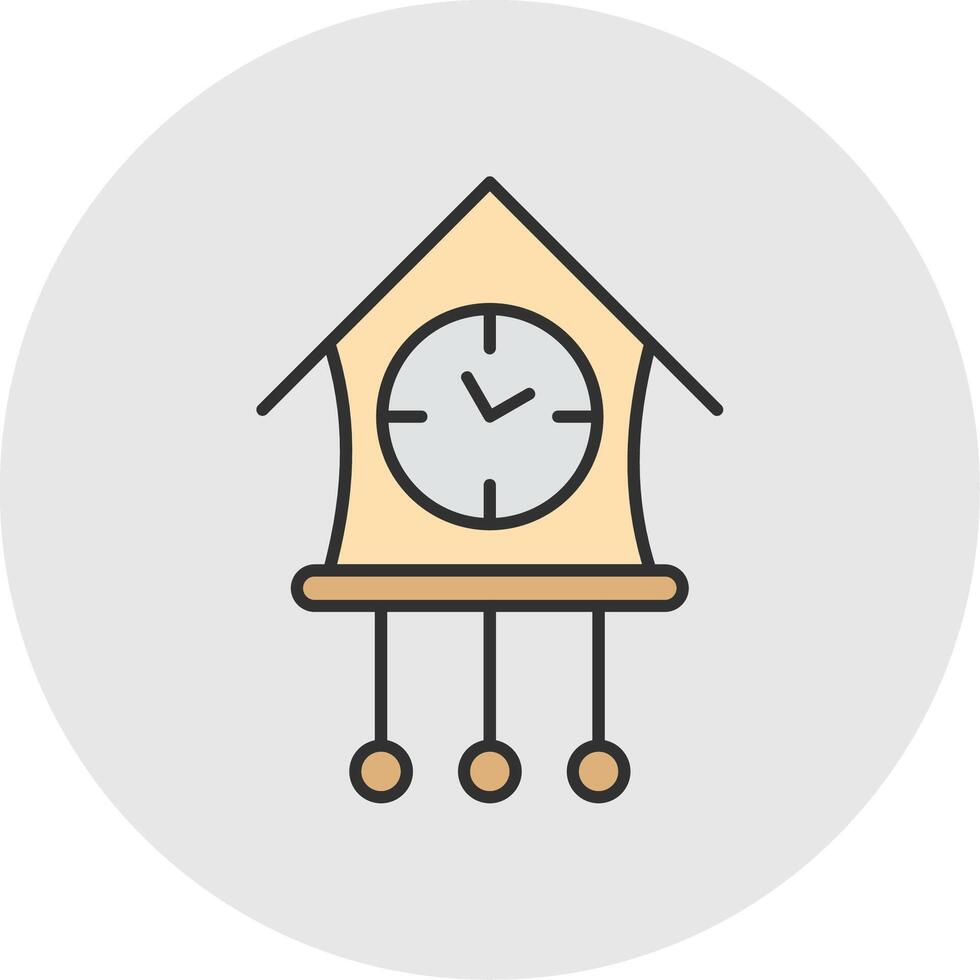 Cuckoo Clock Line Filled Light Circle Icon vector