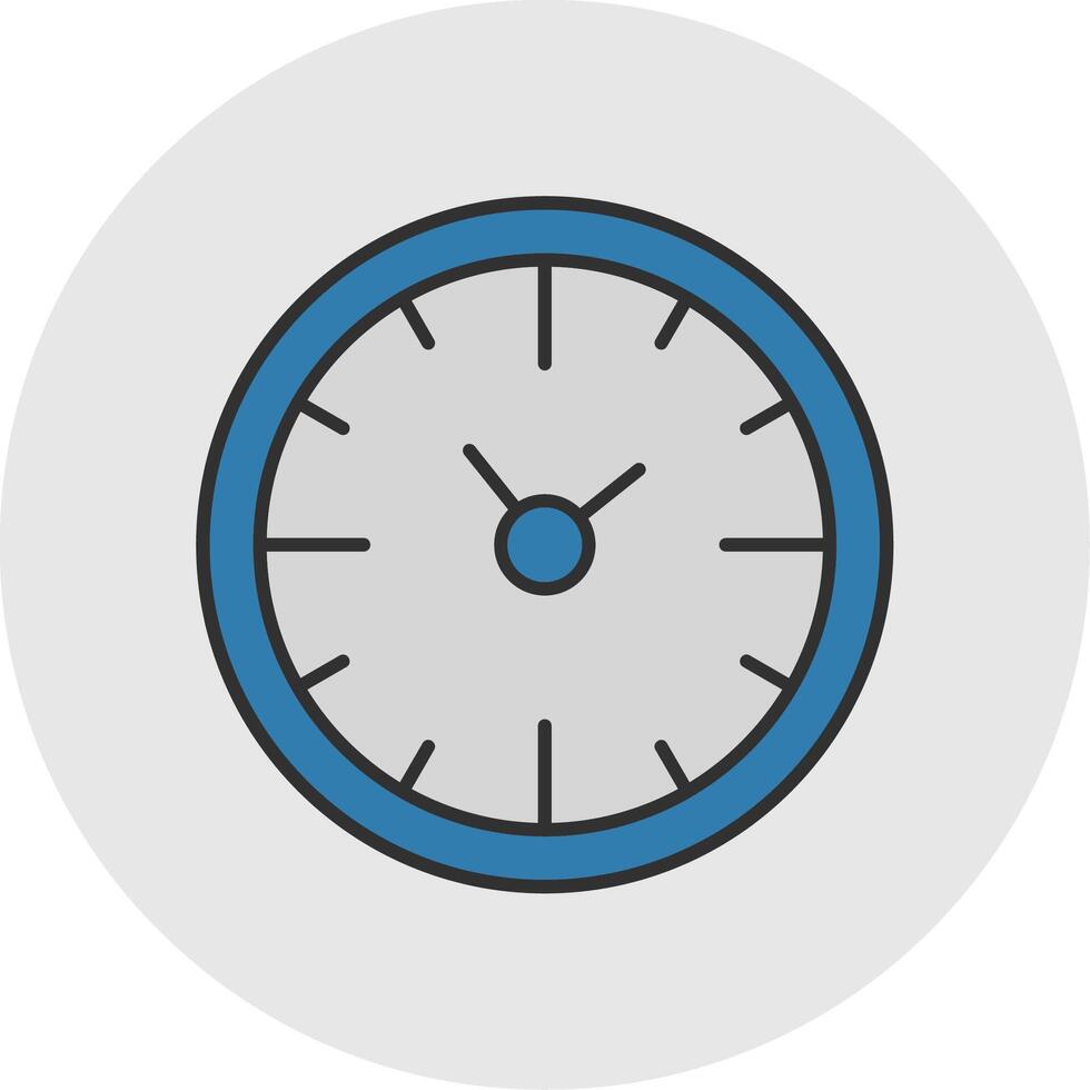 reloj hora línea lleno ligero circulo icono vector