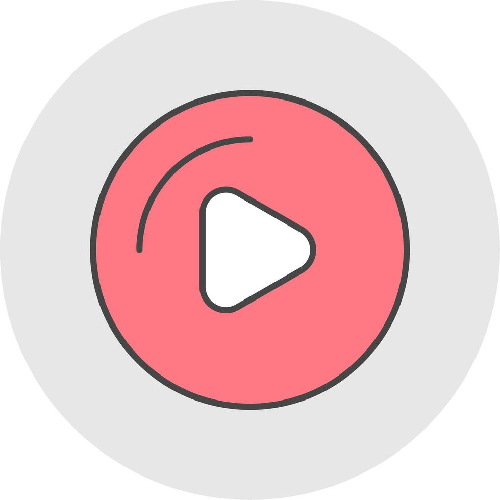 Play Button Line Filled Light Circle Icon vector