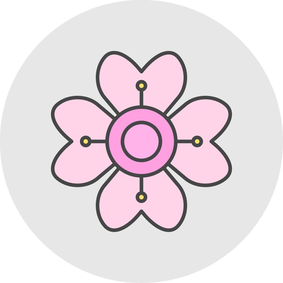 hortensia línea lleno ligero circulo icono vector