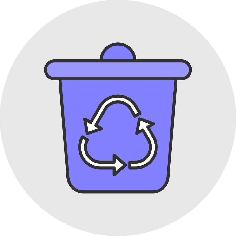 Recycle Bin Line Filled Light Circle Icon vector