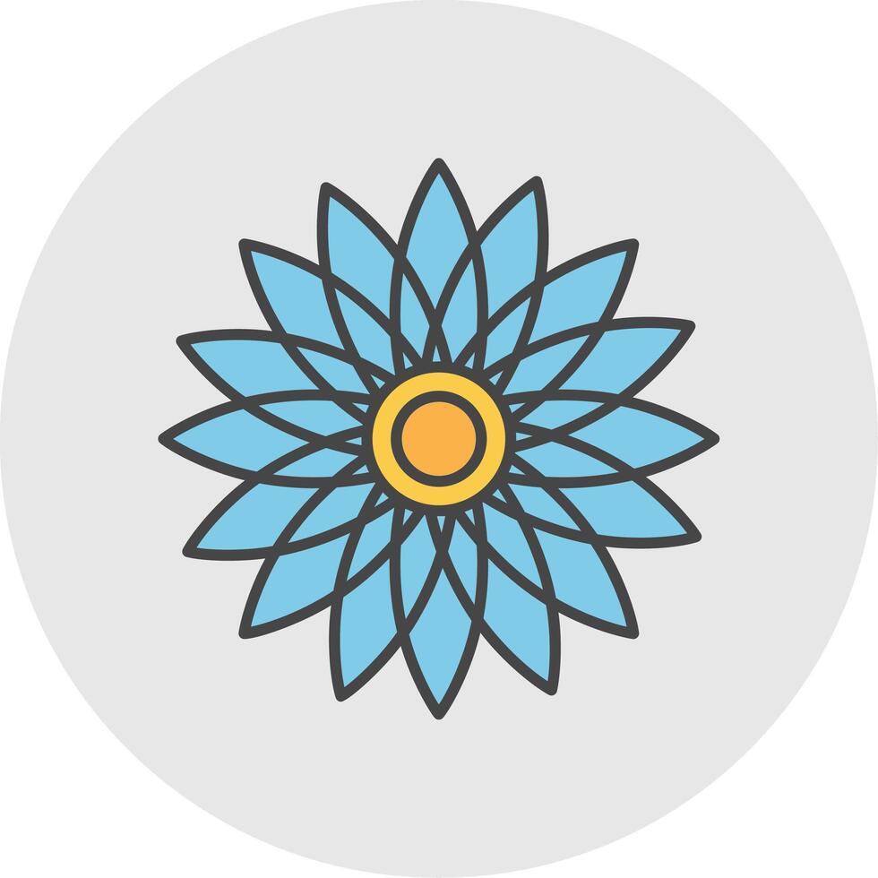 Sunflower Line Filled Light Circle Icon vector