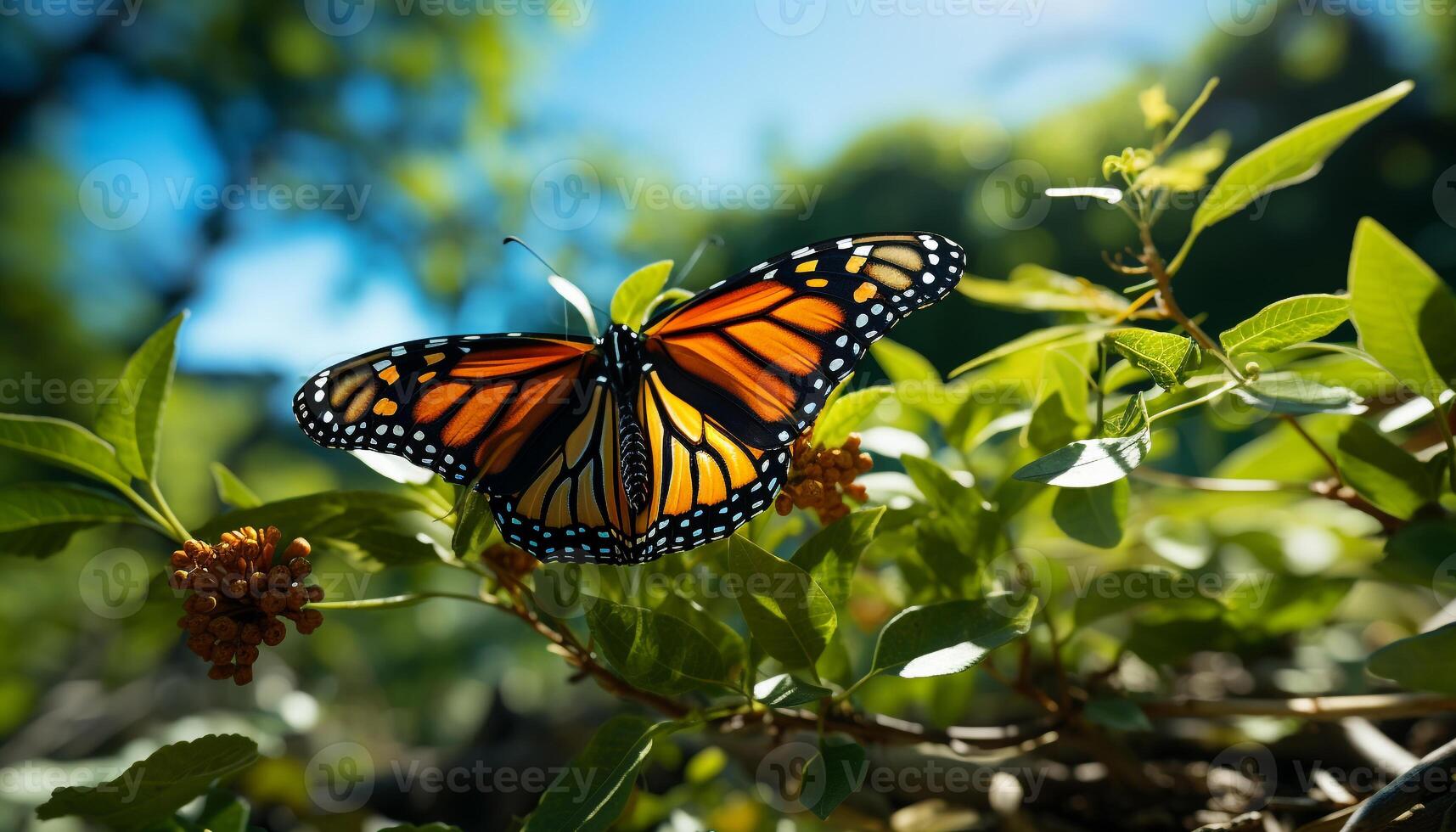 AI generated Butterfly wing showcases vibrant colors in nature generated by AI photo