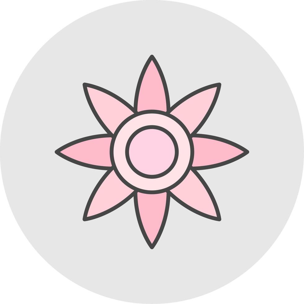 flor de pascua línea lleno ligero circulo icono vector
