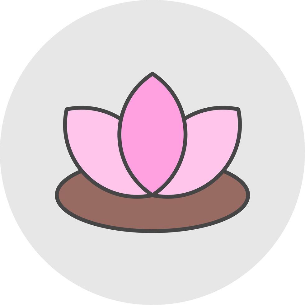 Lotus Line Filled Light Circle Icon vector