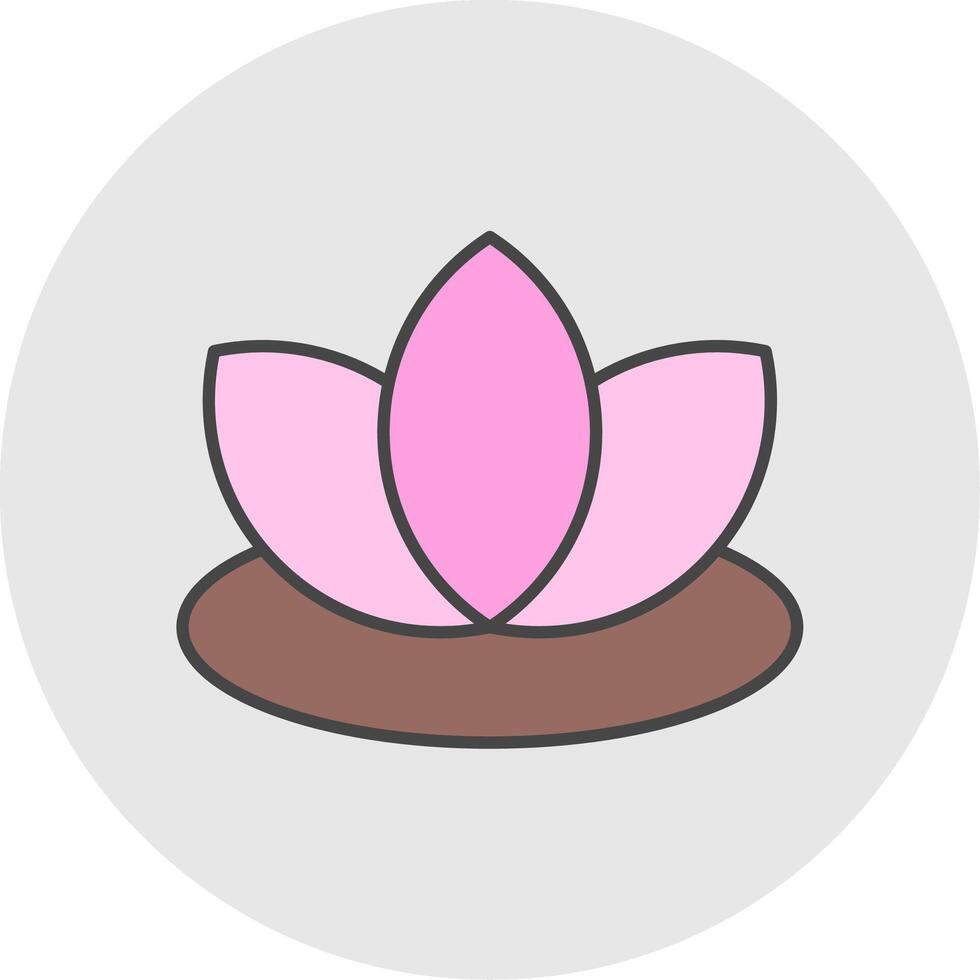 Lotus Line Filled Light Circle Icon vector