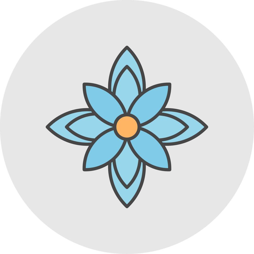 flor de pascua línea lleno ligero circulo icono vector