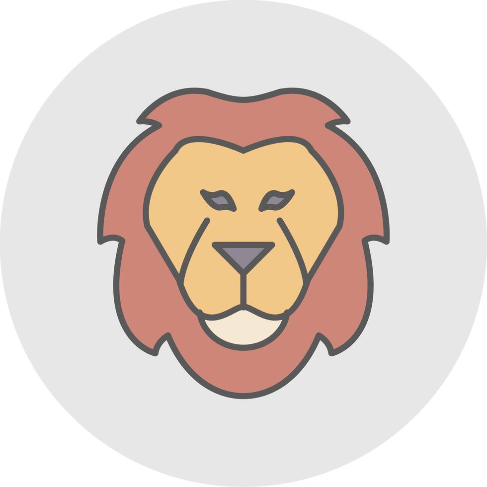 Lion Line Filled Light Circle Icon vector