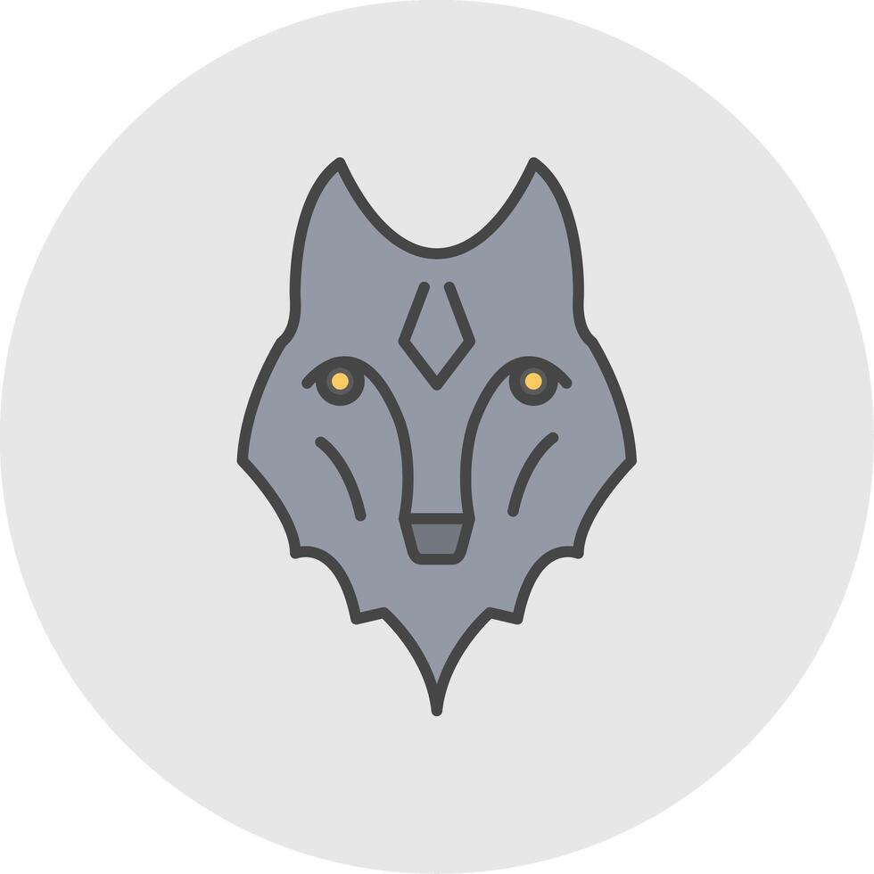 Wolf Line Filled Light Circle Icon vector