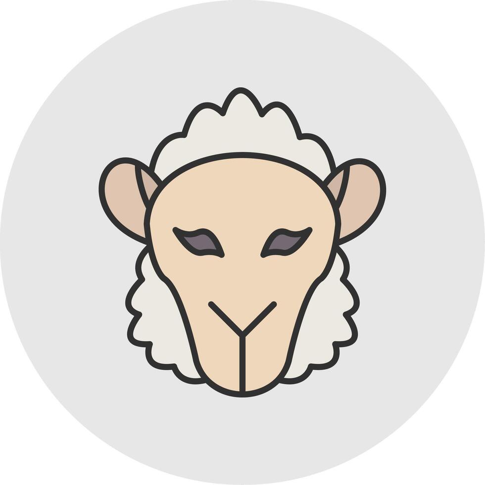 Sheep Line Filled Light Circle Icon vector