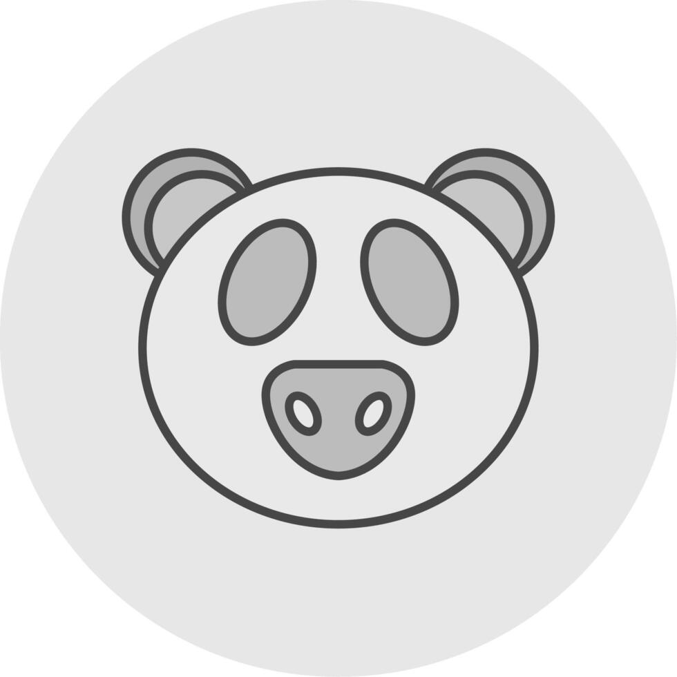Panda Line Filled Light Circle Icon vector