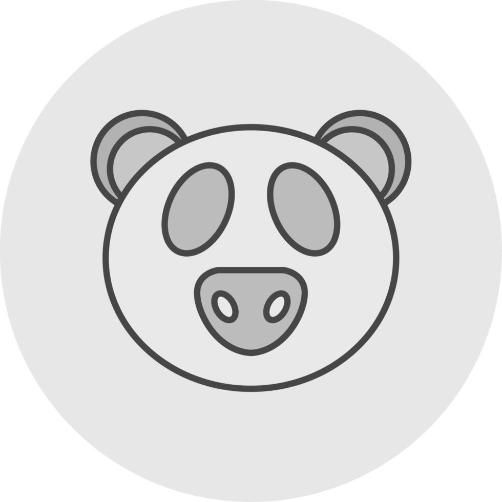 panda línea lleno ligero circulo icono vector