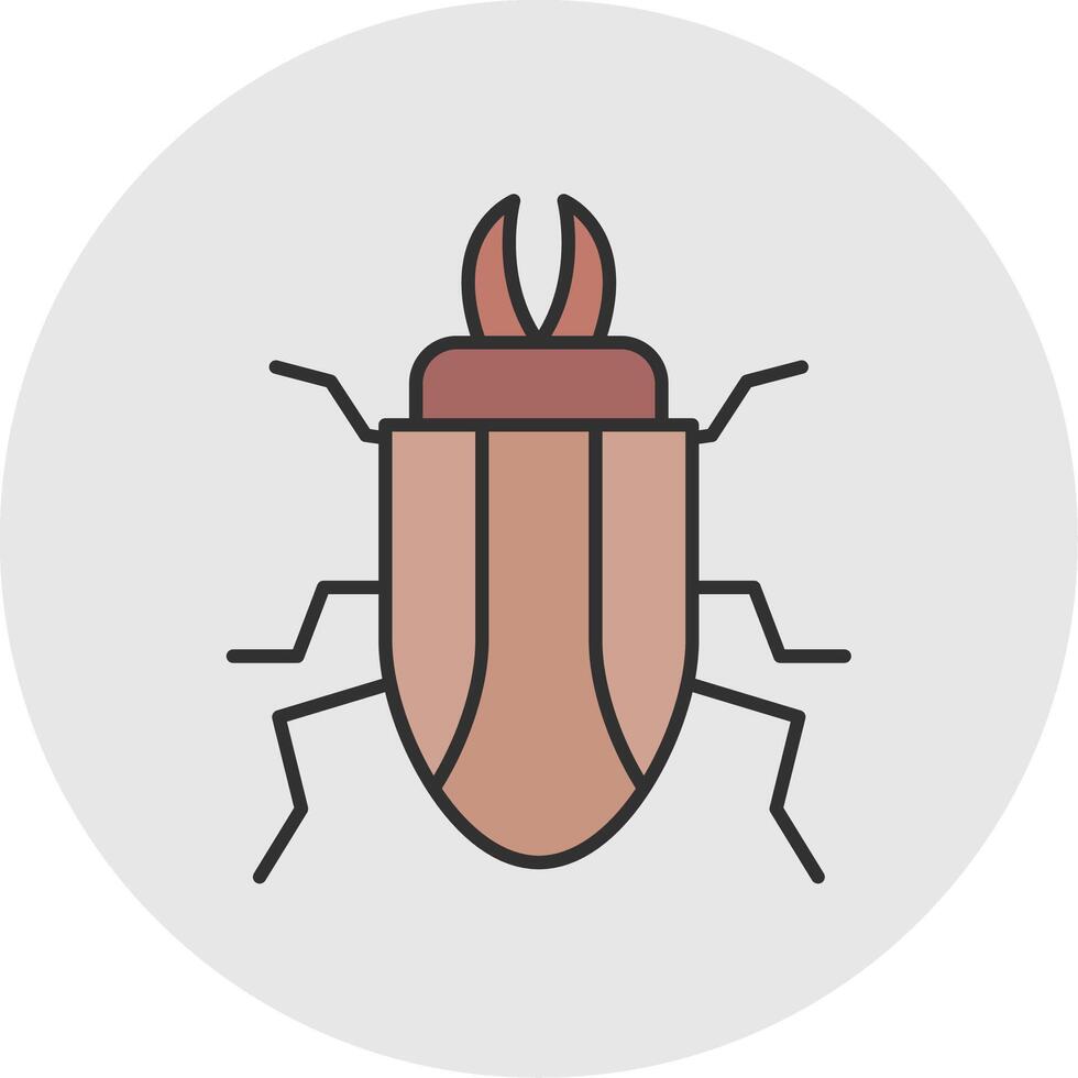 escarabajo línea lleno ligero circulo icono vector