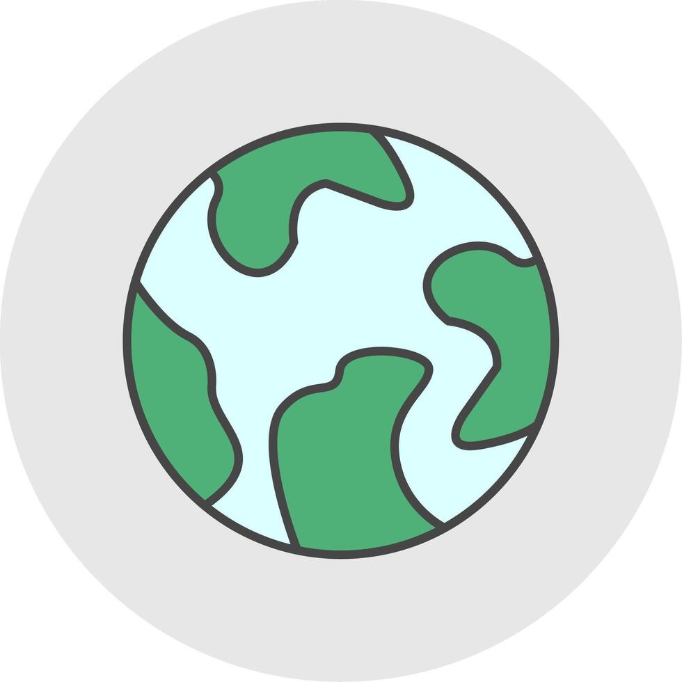 Earth Line Filled Light Circle Icon vector