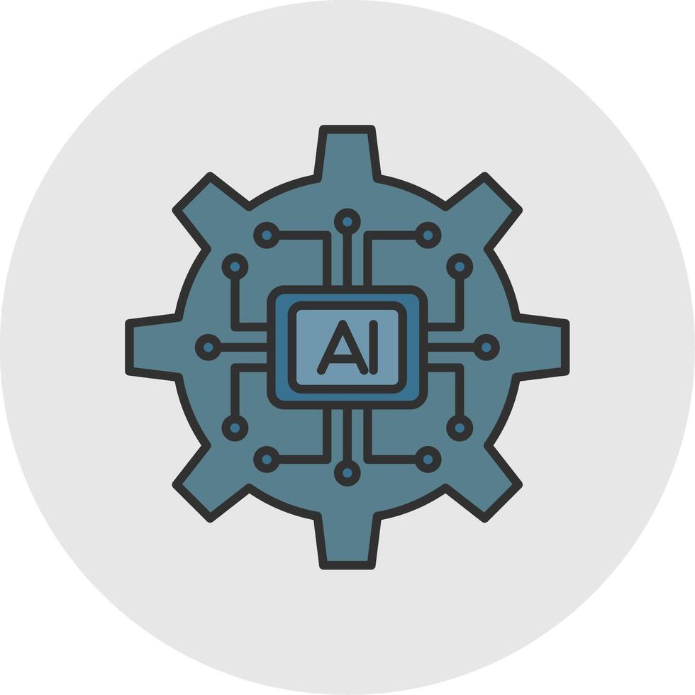 Artificial Intelligence Line Filled Light Circle Icon vector