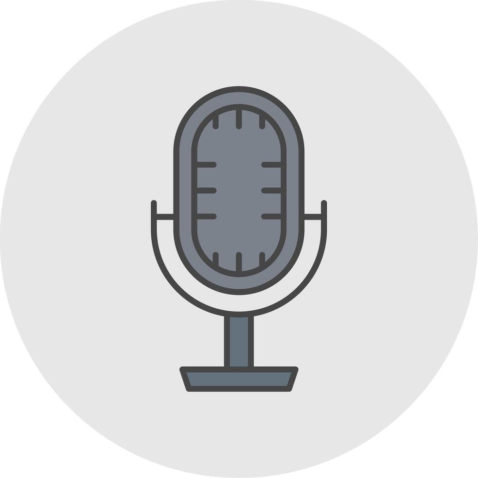 Studio Microphone Line Filled Light Circle Icon vector