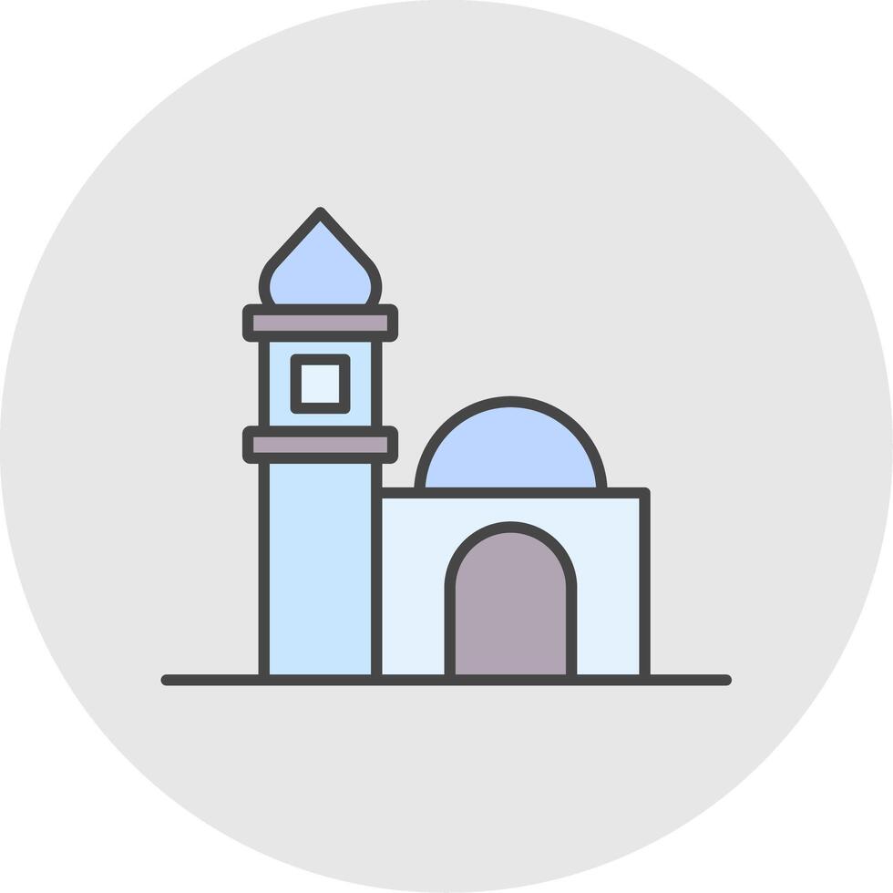 mezquita línea lleno ligero circulo icono vector