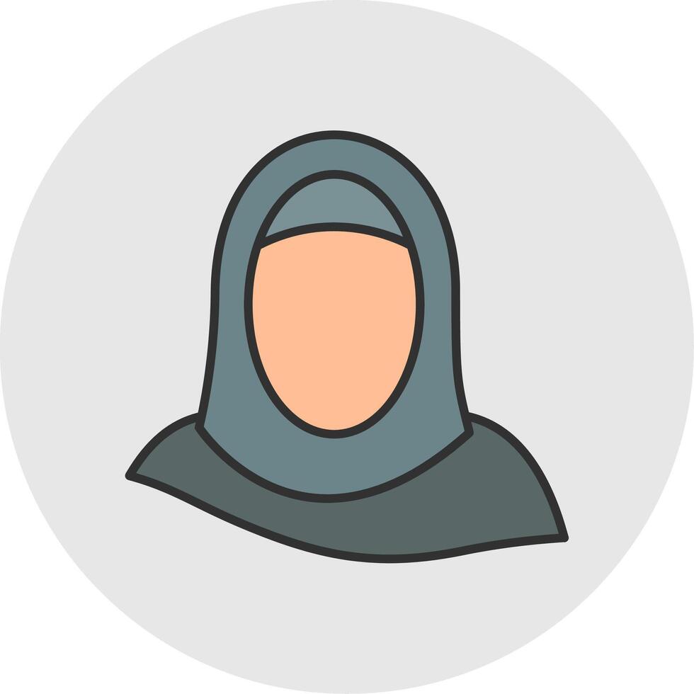 hijab línea lleno ligero circulo icono vector