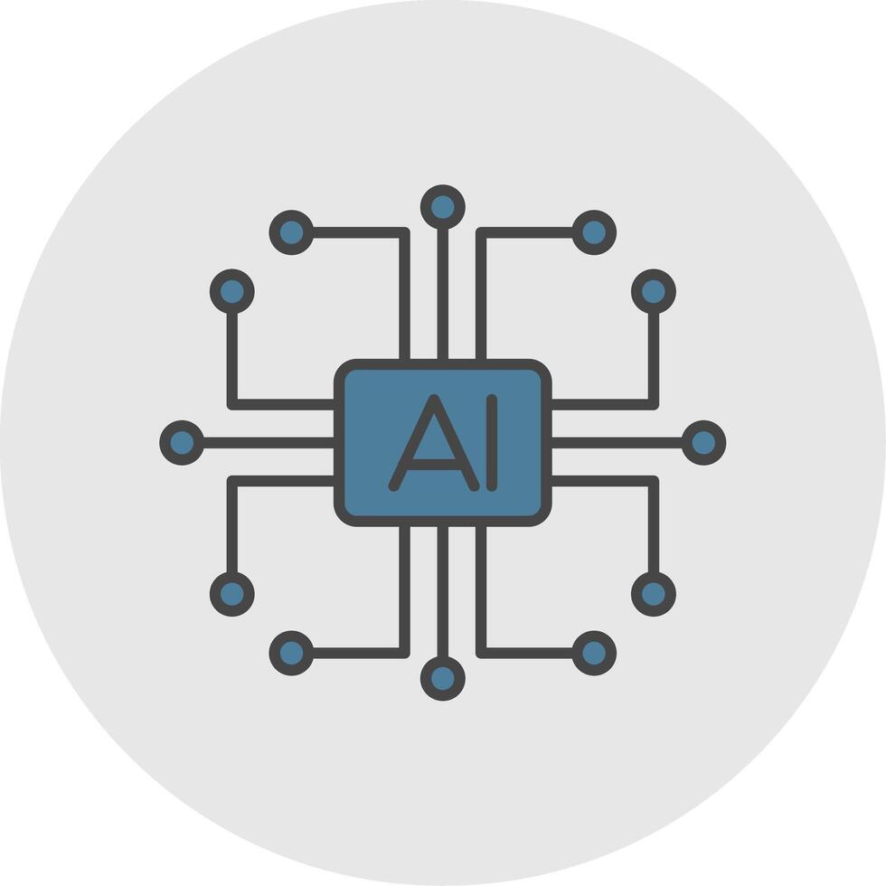 Artificial Intelligence Line Filled Light Circle Icon vector