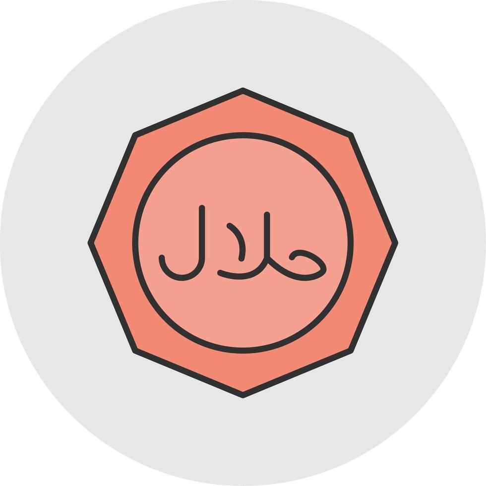 Halal Line Filled Light Circle Icon vector