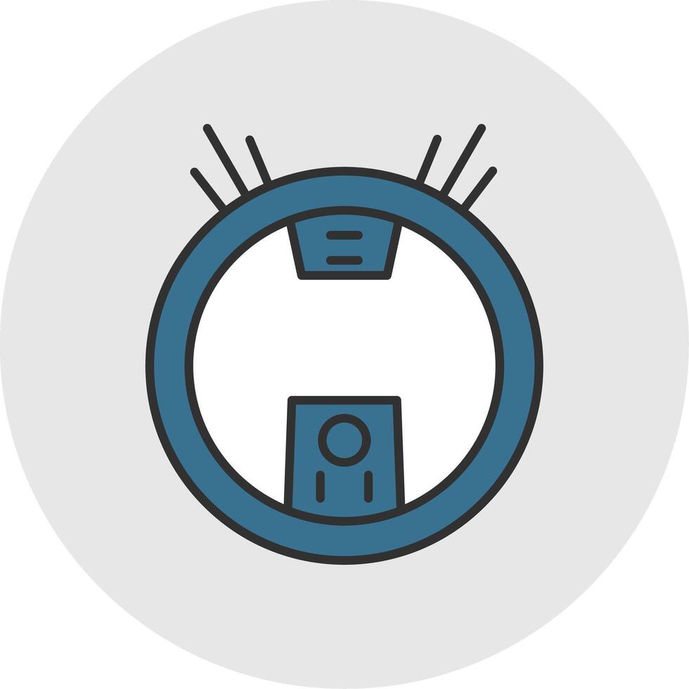Robot Vacuum Line Filled Light Circle Icon vector
