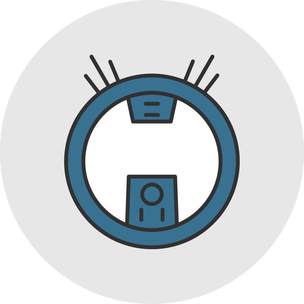 Robot Vacuum Line Filled Light Circle Icon vector