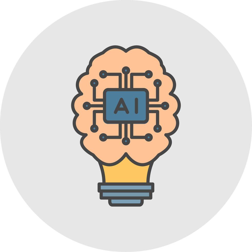 Artificial Intelligence Line Filled Light Circle Icon vector