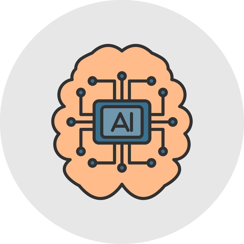 Artificial Intelligence Line Filled Light Circle Icon vector