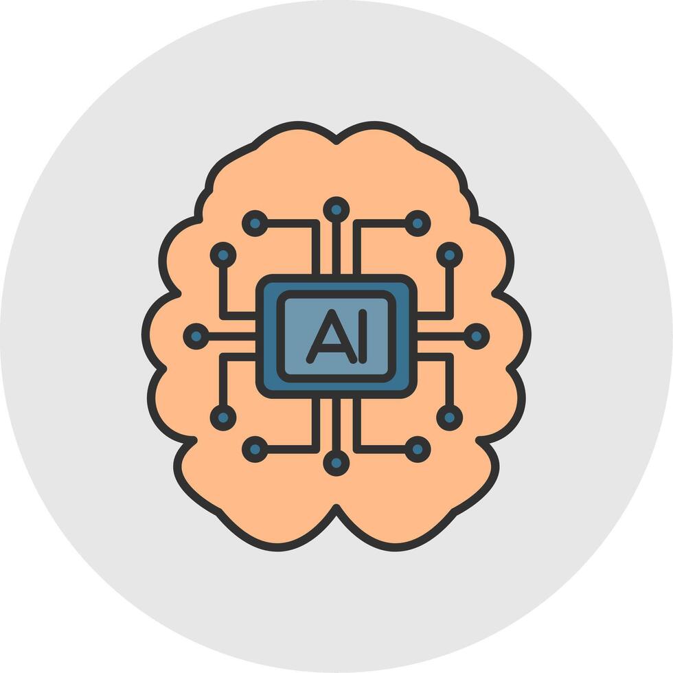 artificial inteligencia línea lleno ligero circulo icono vector