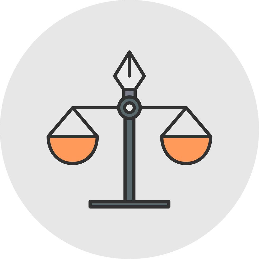 Justice Scale Line Filled Light Circle Icon vector