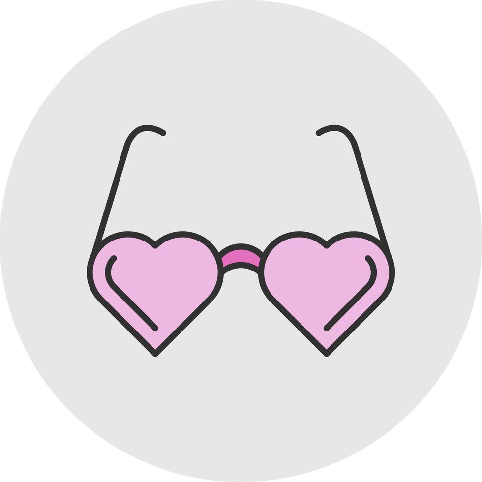 Heart Glasses Line Filled Light Circle Icon vector