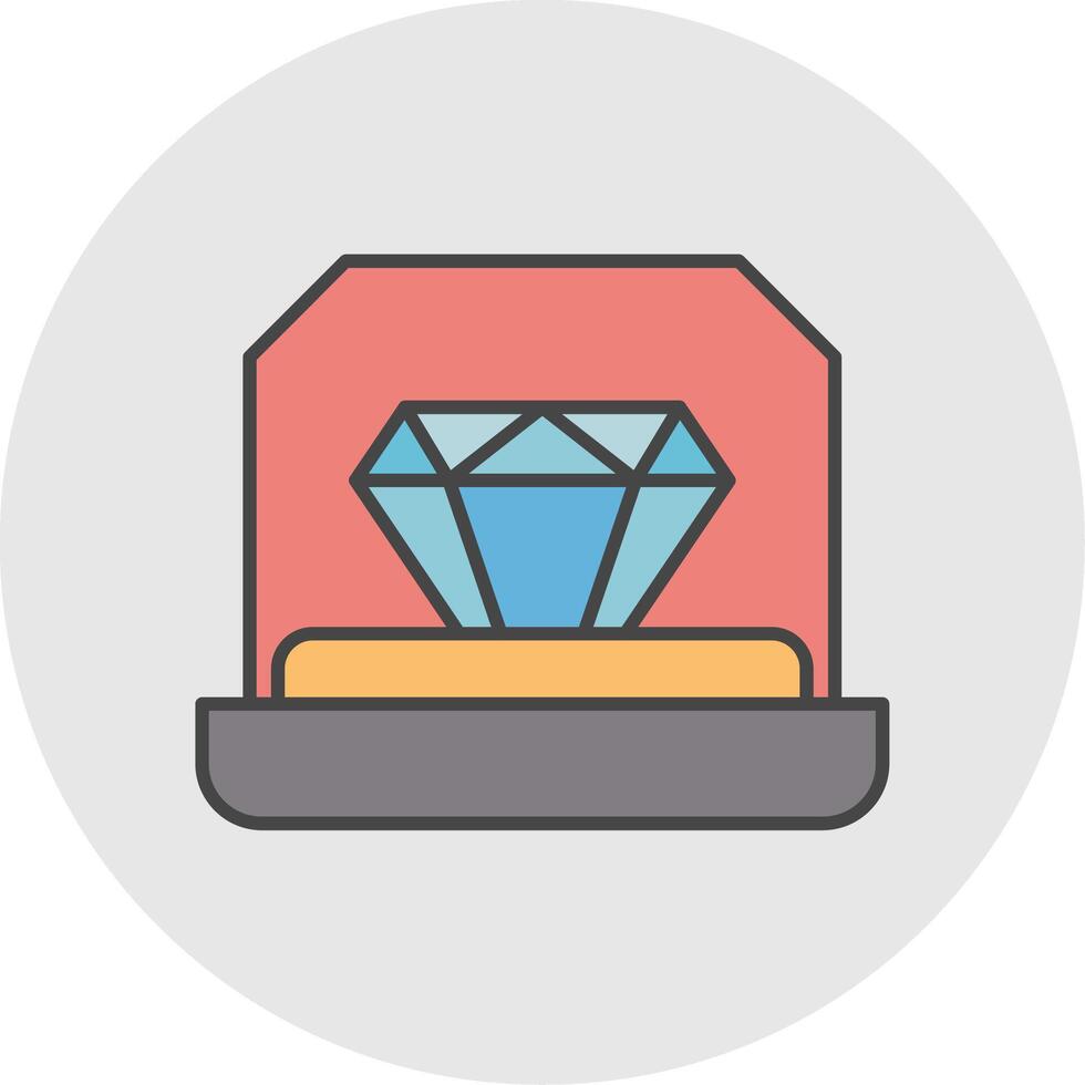 Engagement Ring Line Filled Light Circle Icon vector