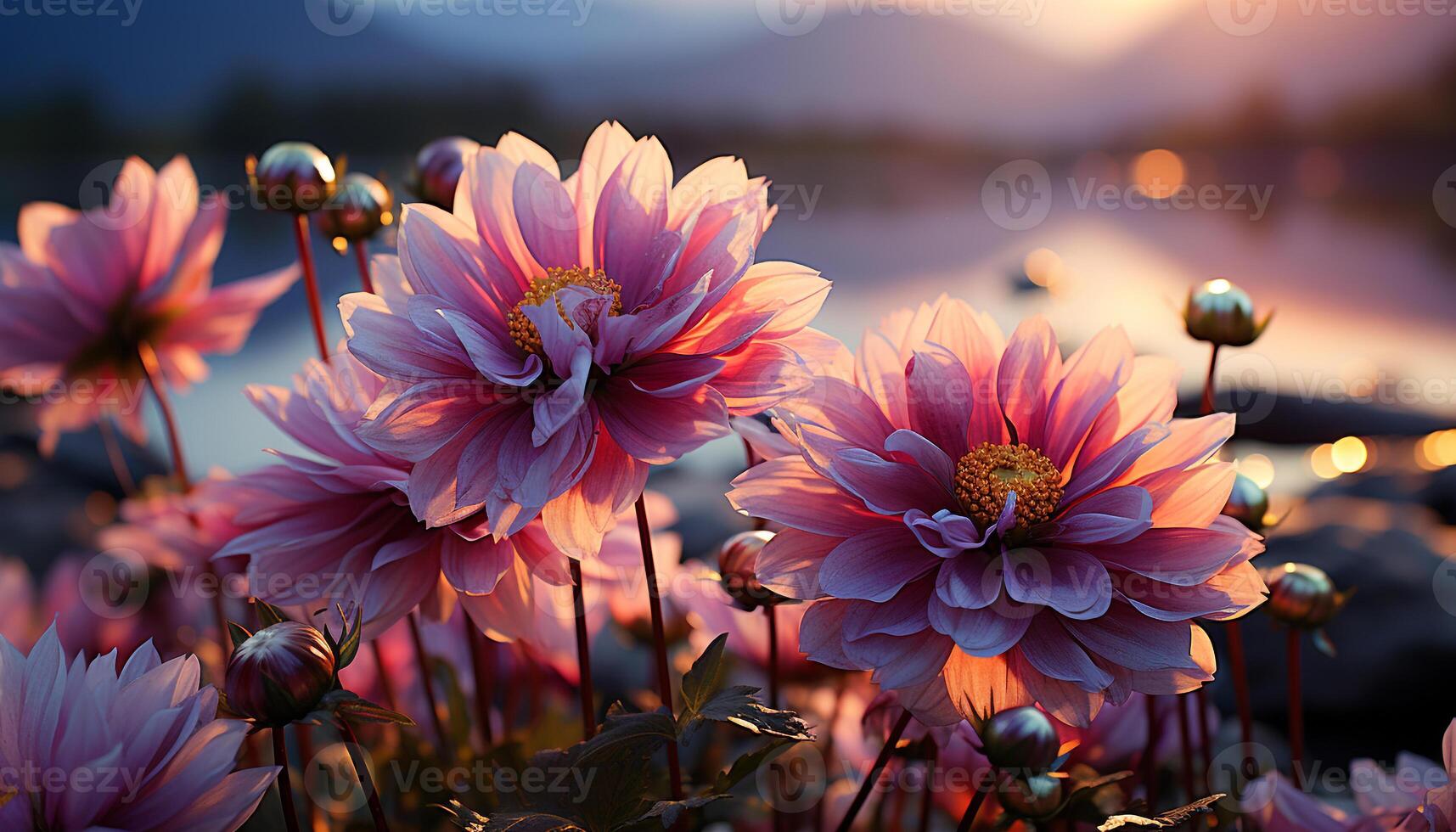 AI generated Vibrant colored flowers bloom in the meadow during summer generated by AI photo