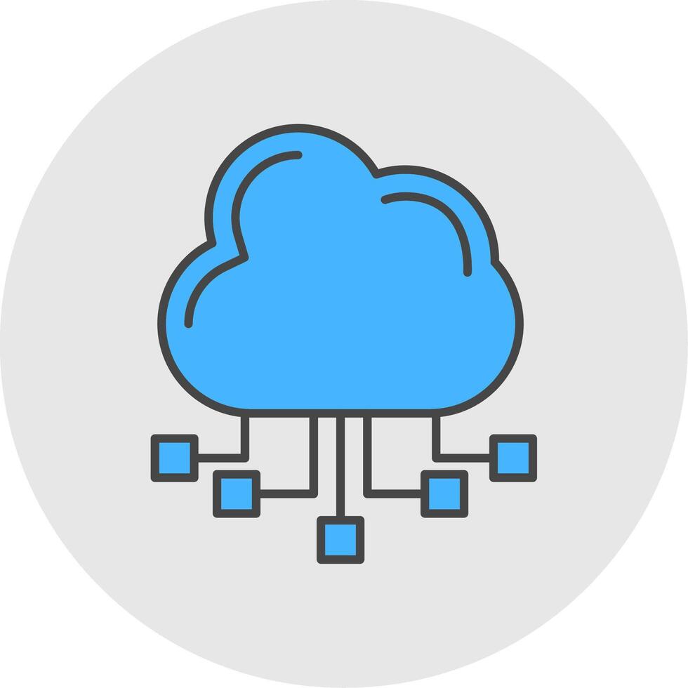 Cloud Server Line Filled Light Circle Icon vector