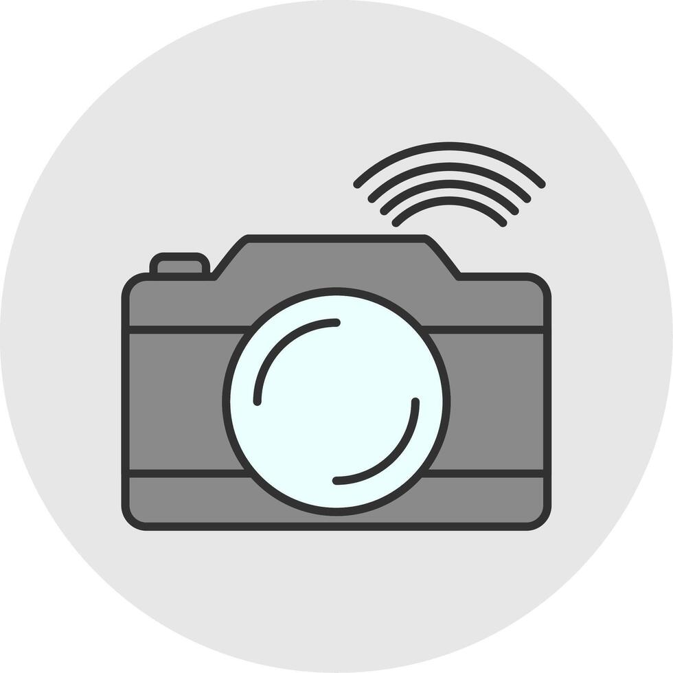 Camera Line Filled Light Circle Icon vector