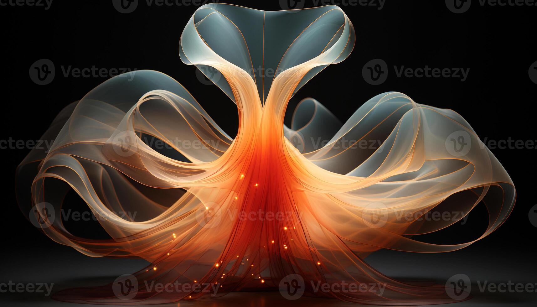 AI generated Glowing flame shapes flow in dark abstract background generated by AI photo
