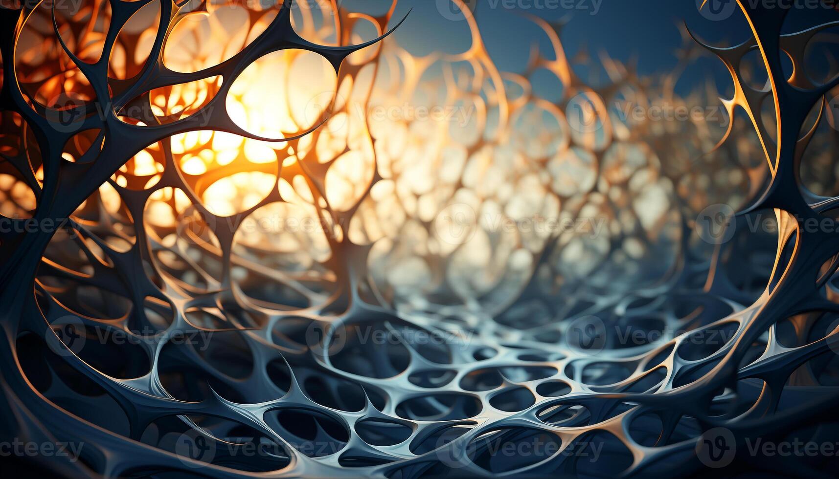 AI generated Abstract nature illustration with vibrant colors and glowing shapes generated by AI photo