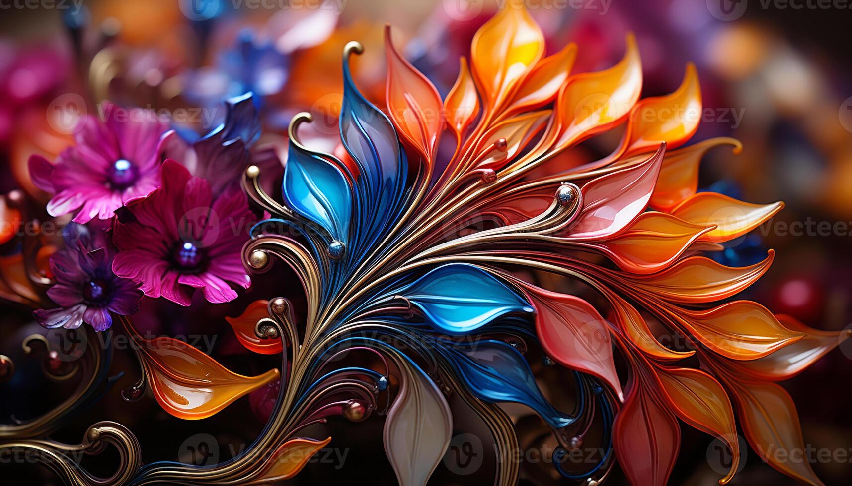 AI generated Abstract floral pattern in vibrant colors, elegant and modern generated by AI photo