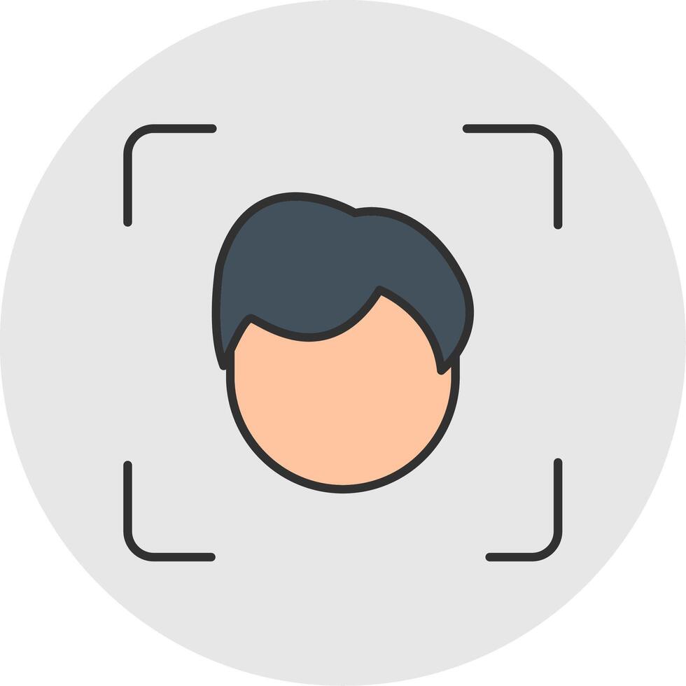 Face Scan Line Filled Light Circle Icon vector