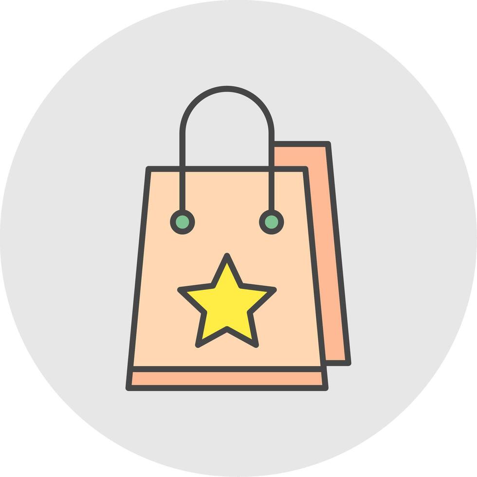 Shopping Bag Line Filled Light Circle Icon vector