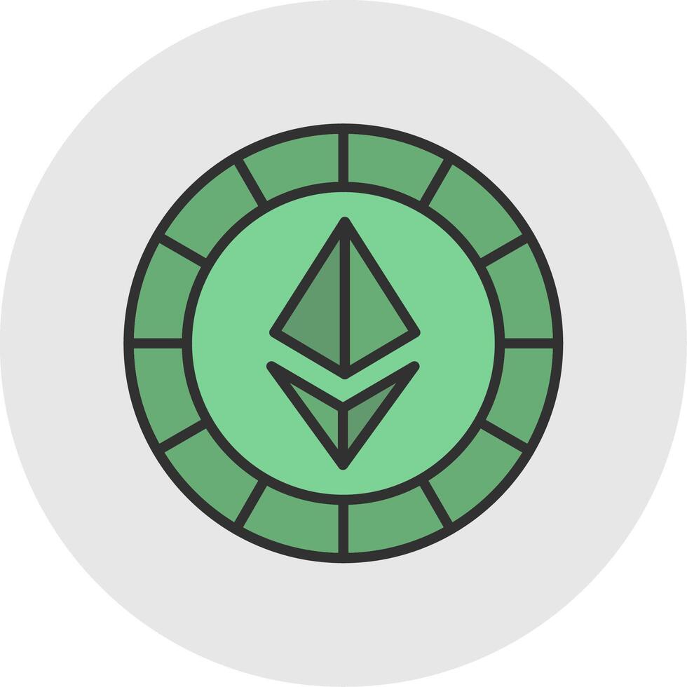 Ethereum Coins Line Filled Light Circle Icon vector