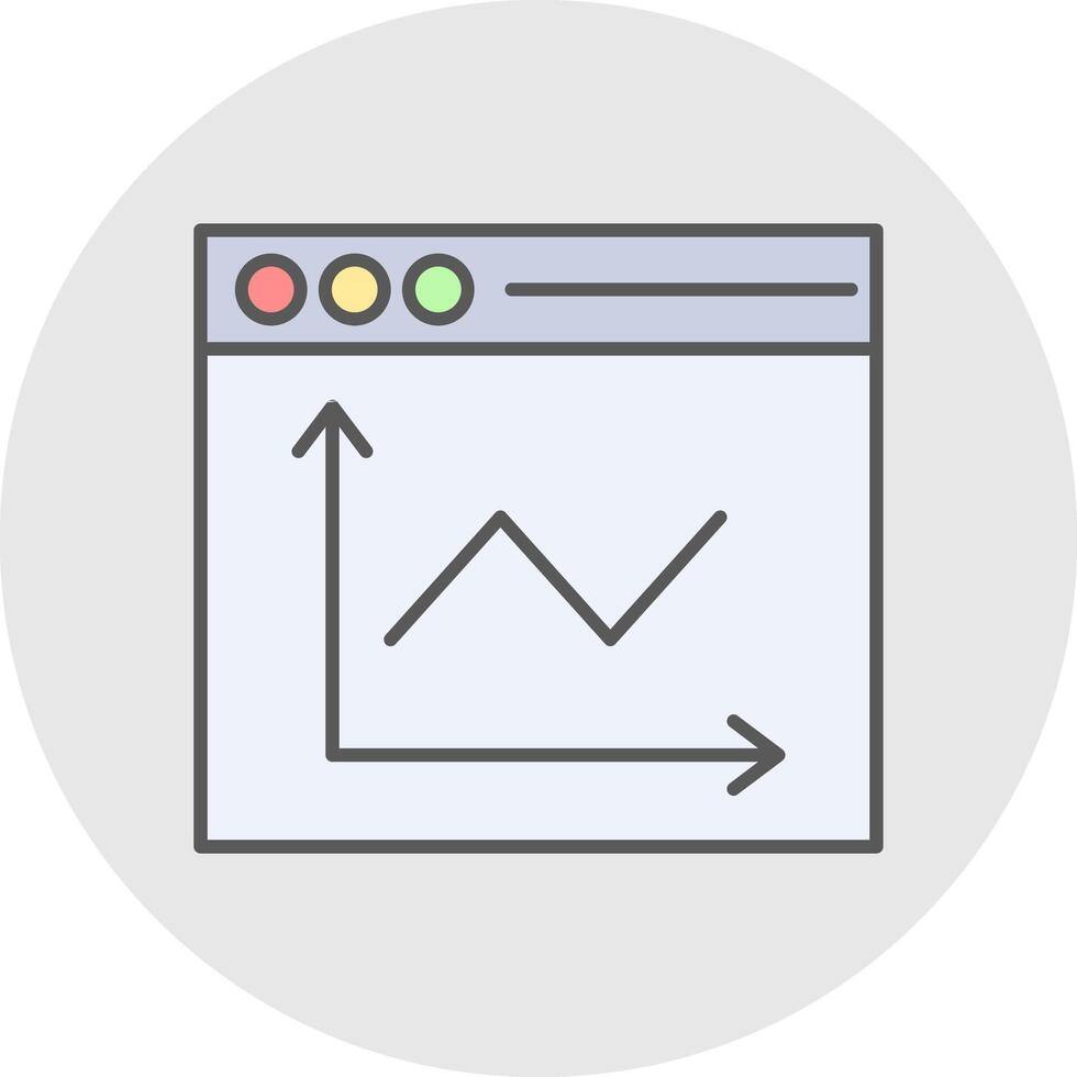 Line Chart  Line Filled Light Circle Icon vector