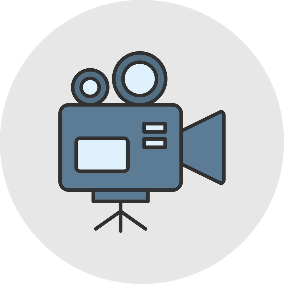 vídeo cámara línea lleno ligero circulo icono vector