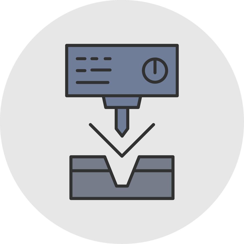 Metal Bending Machine Line Filled Light Circle Icon vector