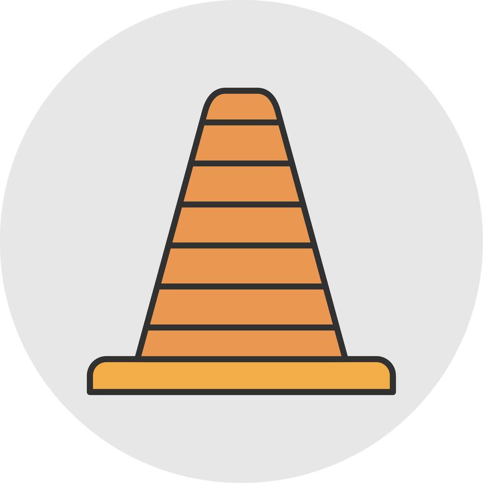 Traffic Cone Line Filled Light Circle Icon vector